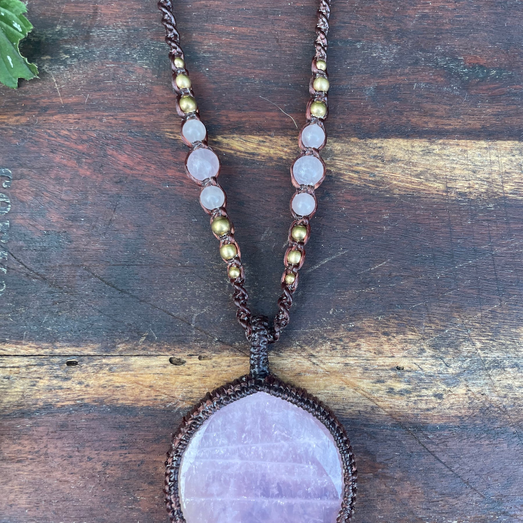 Rose Quartz Macrame Pendant Necklace