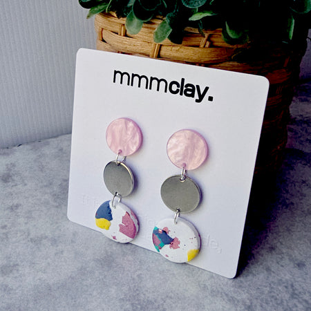 Blush Pink Terrazzo Polymer Clay Drop Earrings