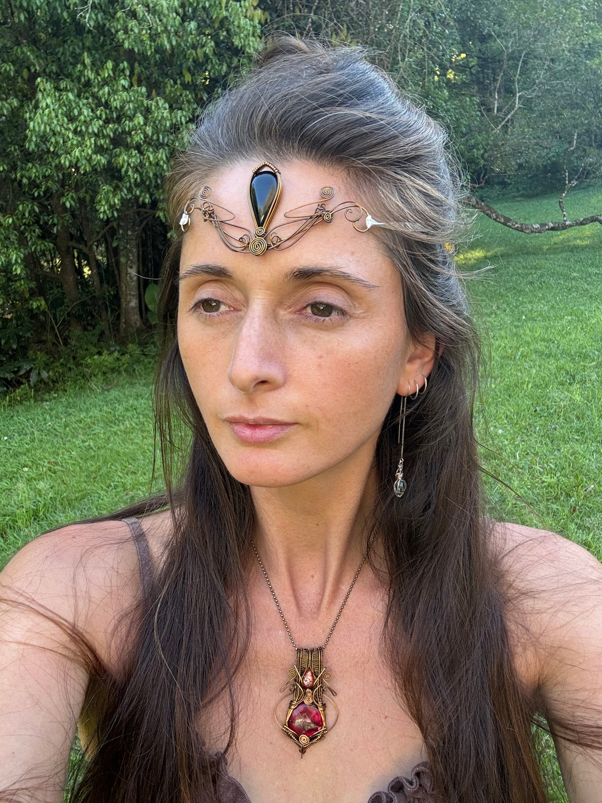 Black Onyx elven crystal crown tiara