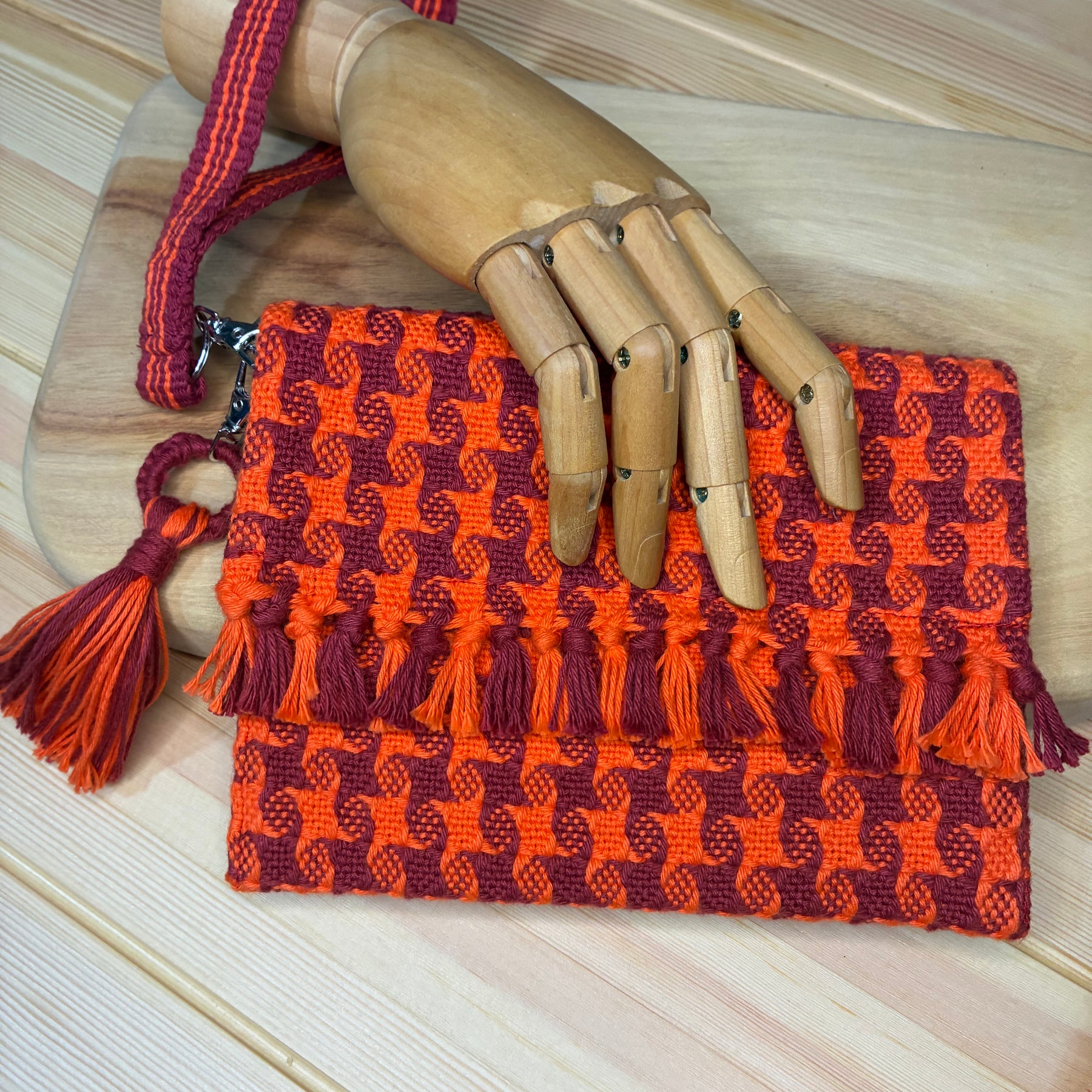 Handwoven Star Twill Fold-Over Clutch Purse