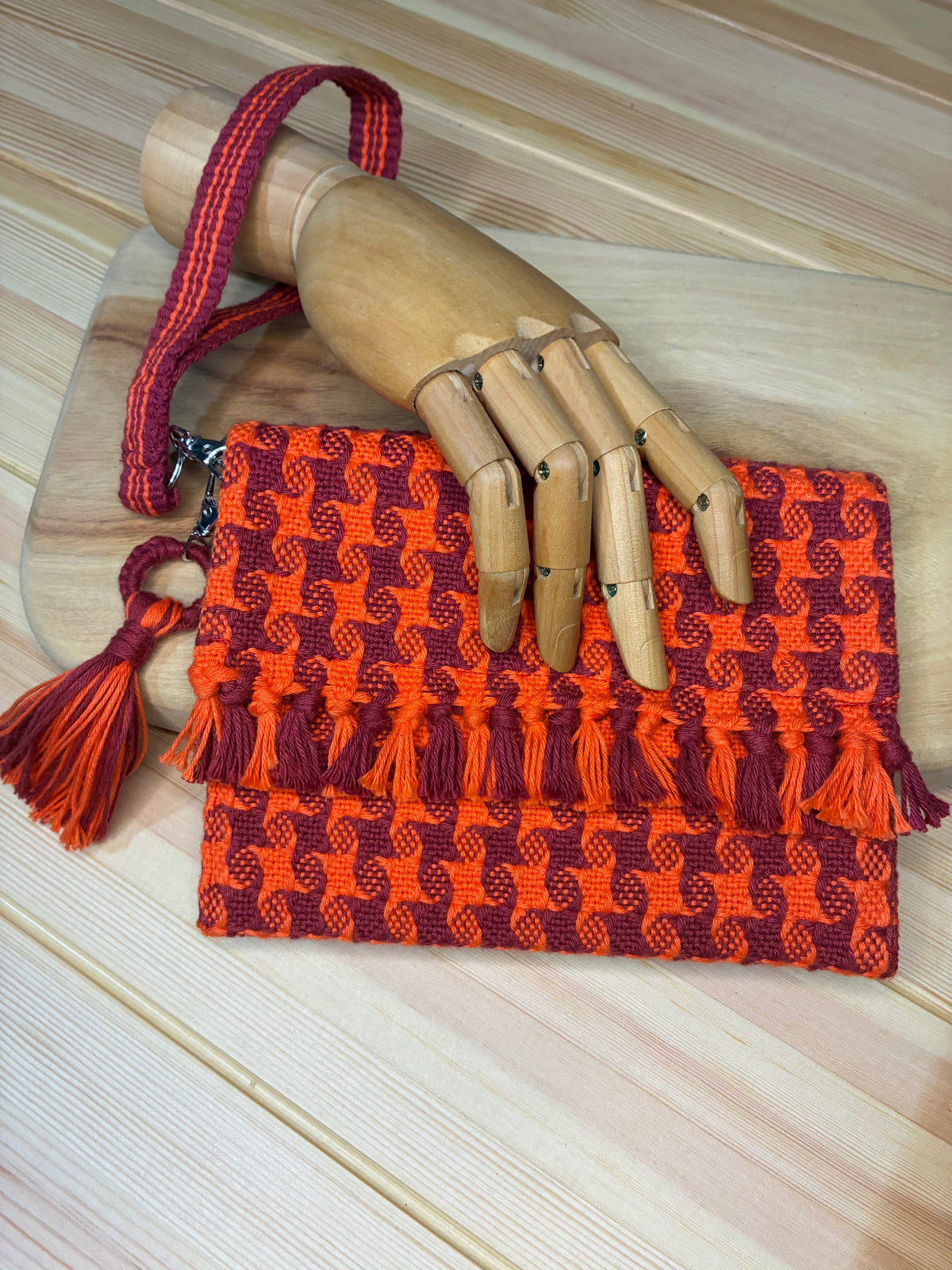 Handwoven Star Twill Fold-Over Clutch Purse