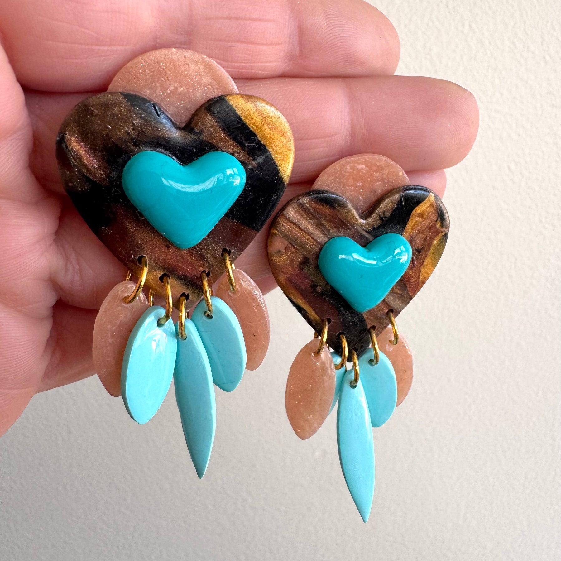 Heart to heart polymer clay earrings