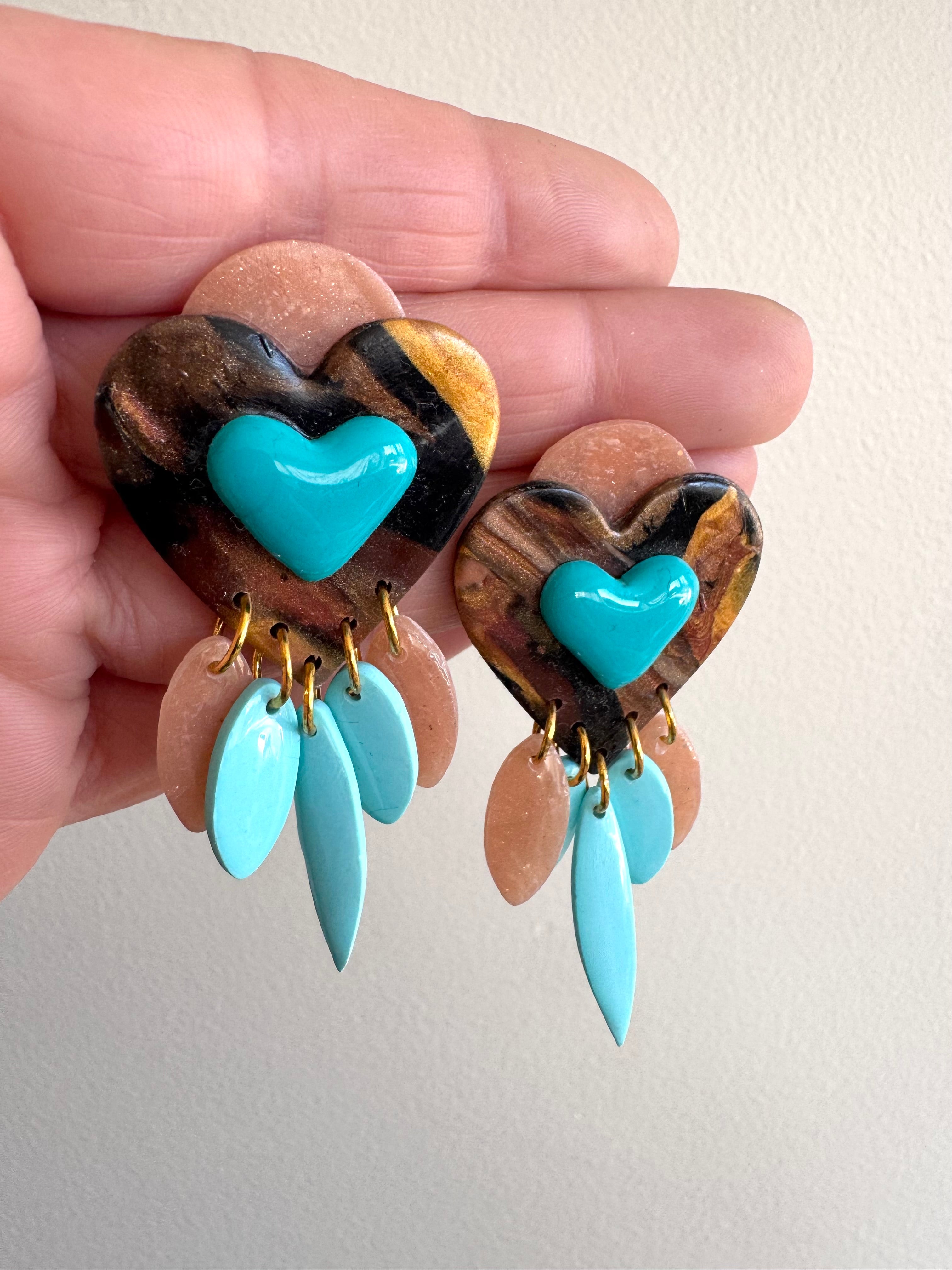 Heart to heart polymer clay earrings