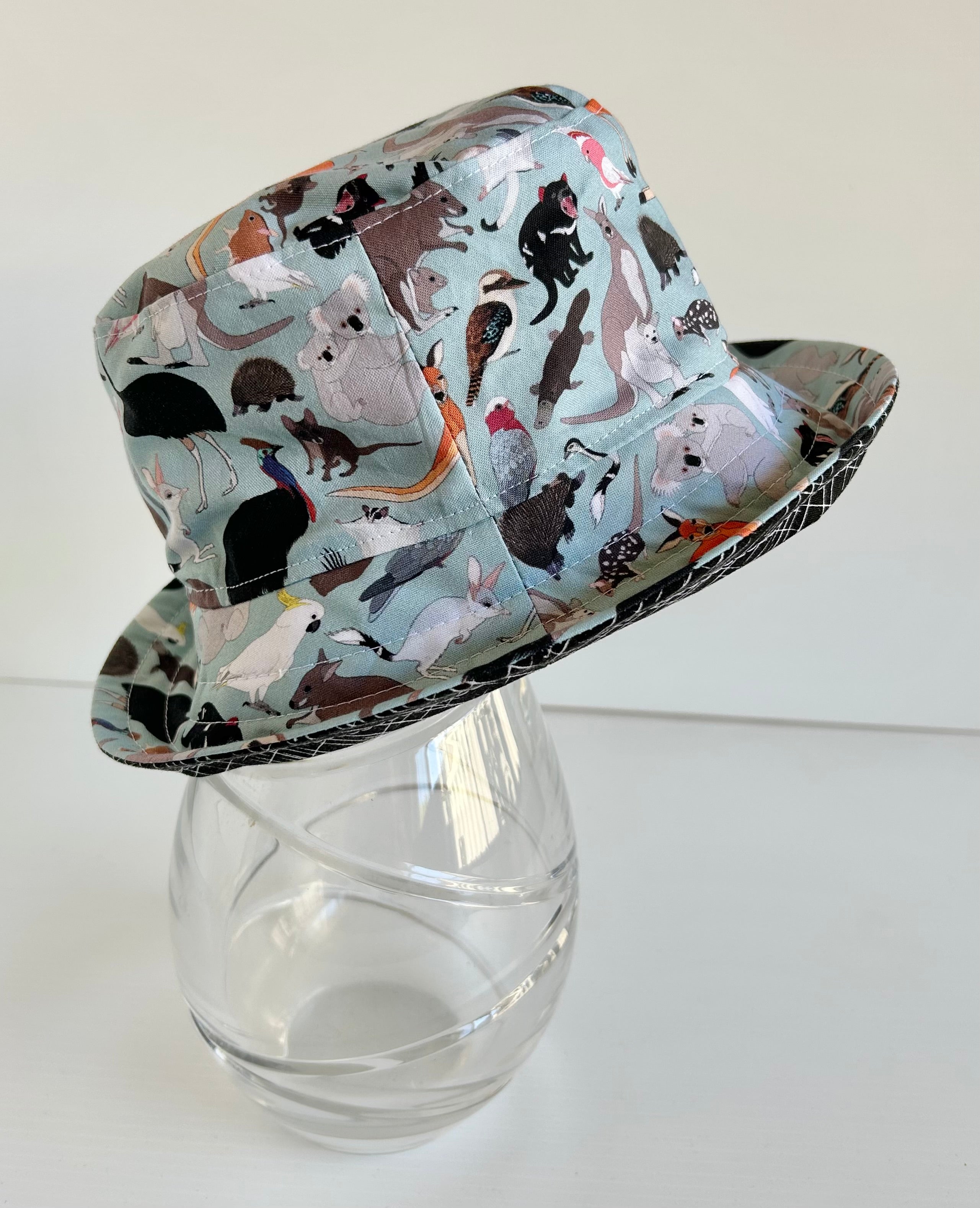 Summer hat in Aussie animals fabric