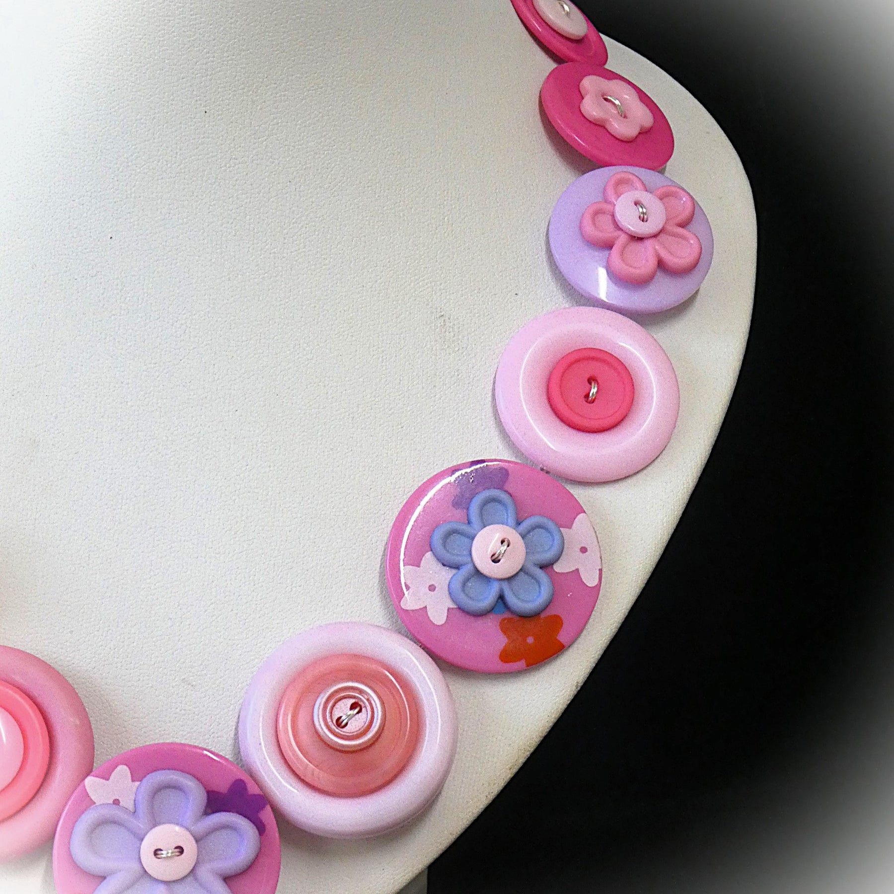 Pink flower necklace and earrings - Spring Blossoms
