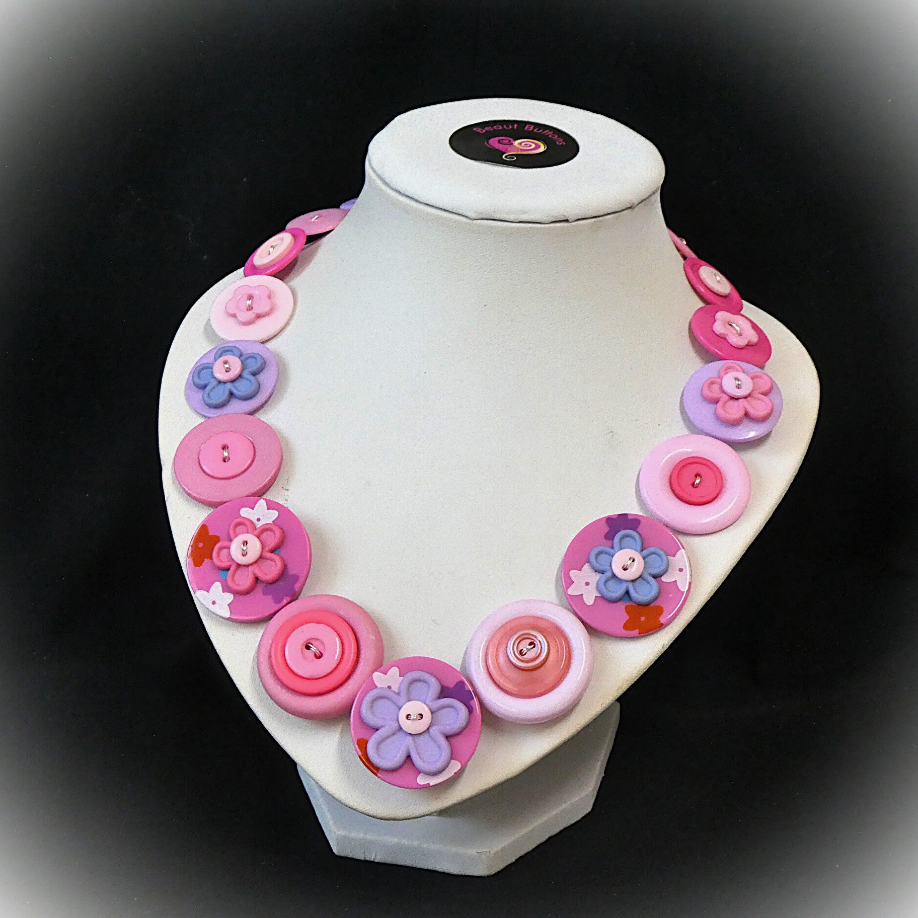 Pink flower necklace and earrings - Spring Blossoms