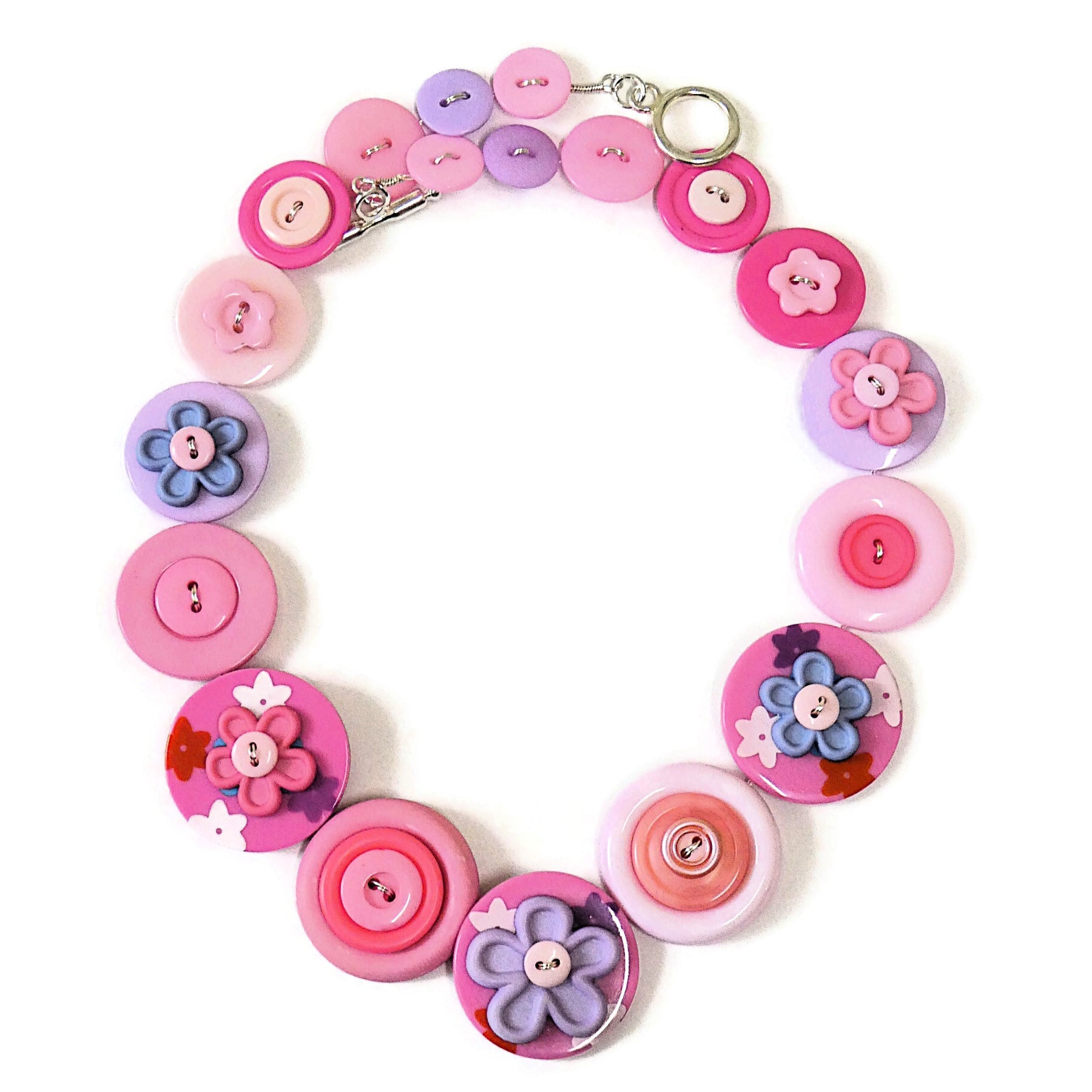 Pink flower necklace and earrings - Spring Blossoms