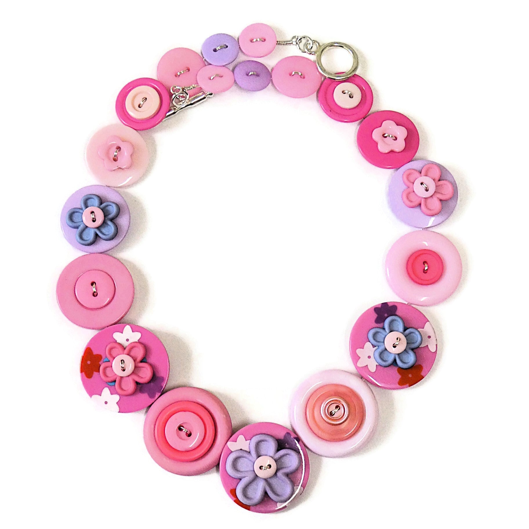 Pink flower necklace and earrings - Spring Blossoms