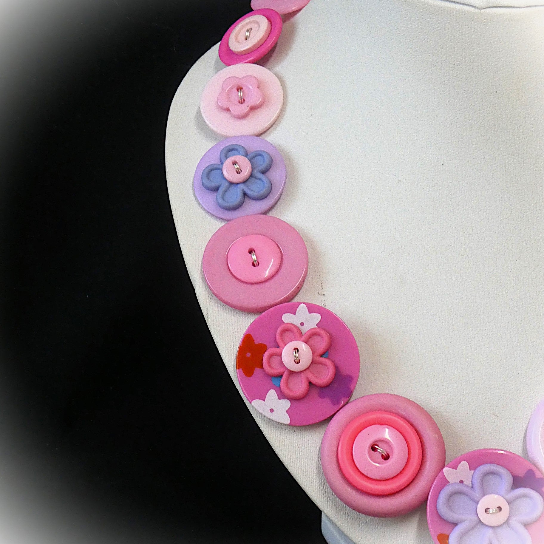 Pink flower necklace and earrings - Spring Blossoms