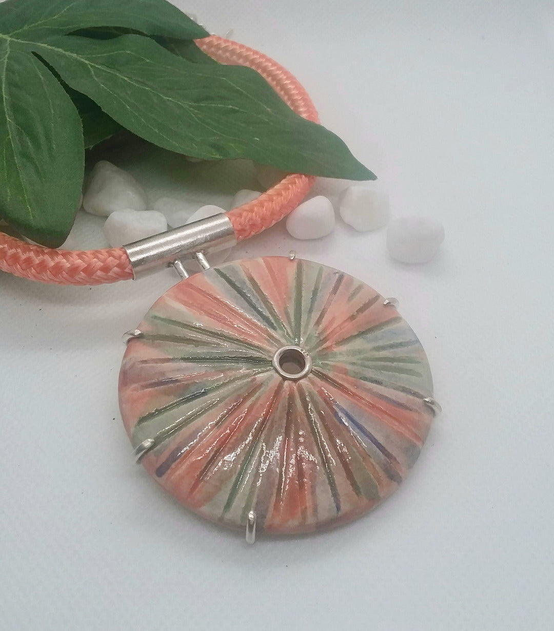 Sterling silver ceramic pendant