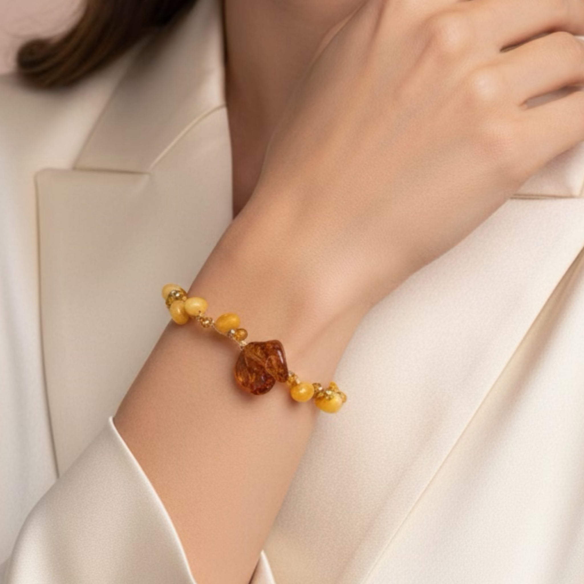 Sun ☀️ Baltic Amber Crochet Bracelet