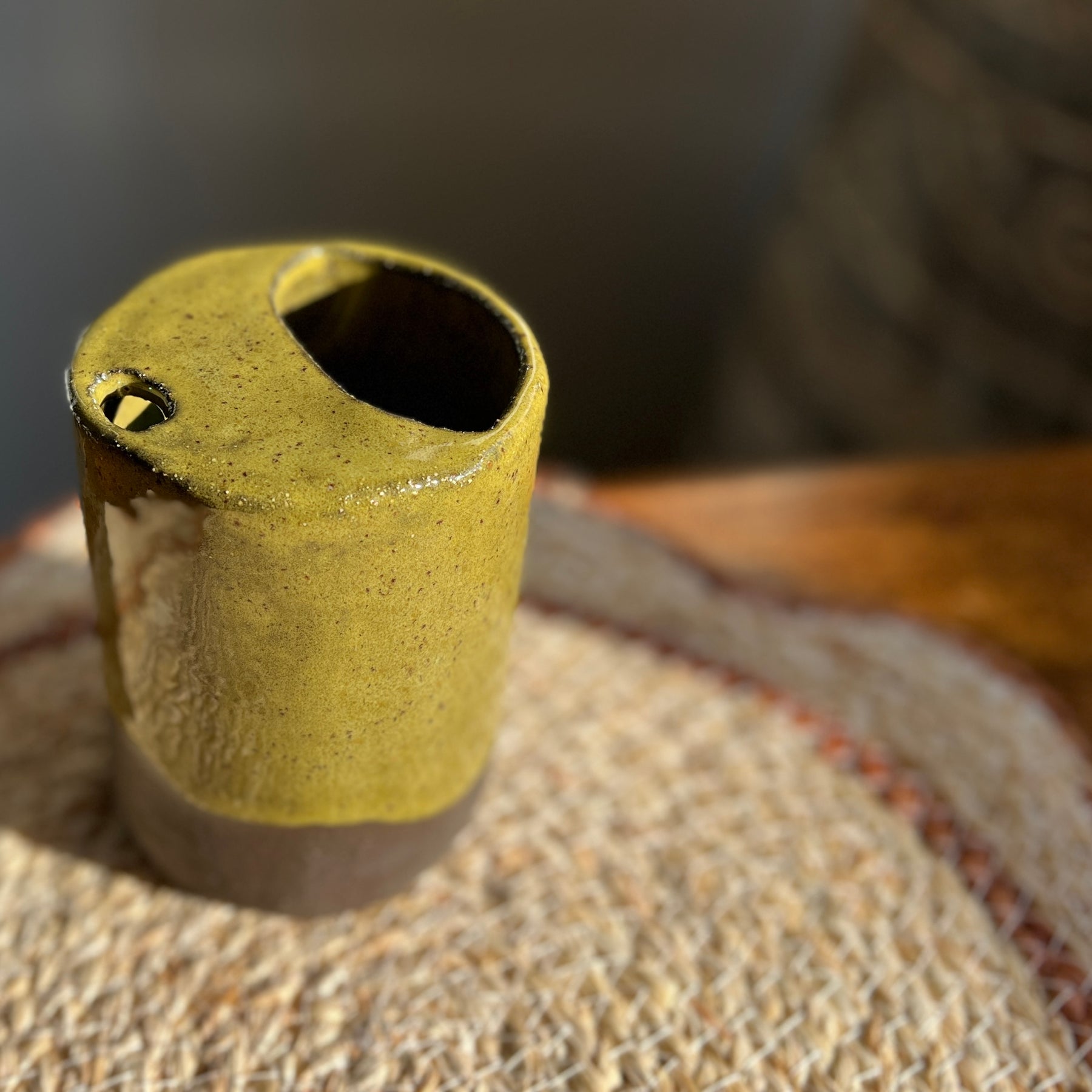 Handmade Ceramic Travel Mug – Matcha Green Collection, Stoneware Iced Coffee Sippy Cup, Earthy Pottery
