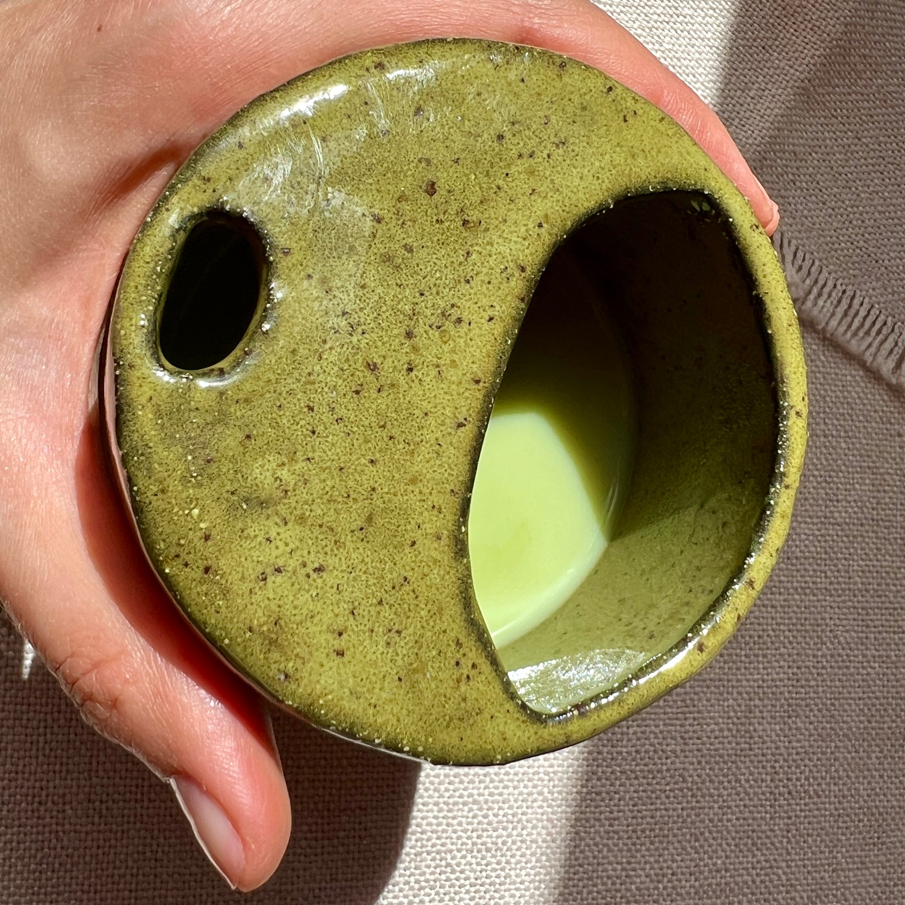 Handmade Ceramic Travel Mug – Matcha Green Collection, Stoneware Iced Coffee Sippy Cup, Earthy Pottery