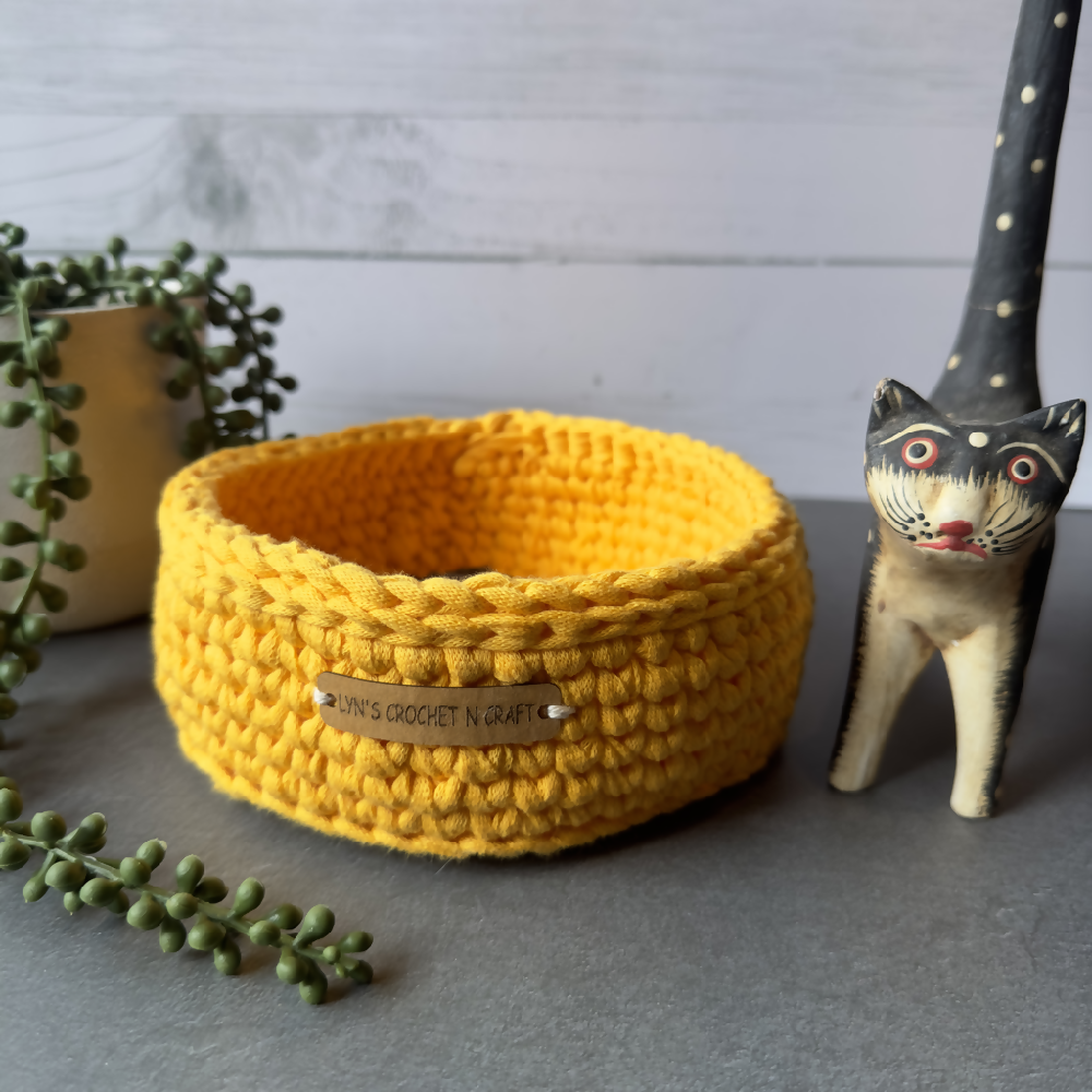 Home Decor | Handmade | Crochet Basket - Sunny Yellow