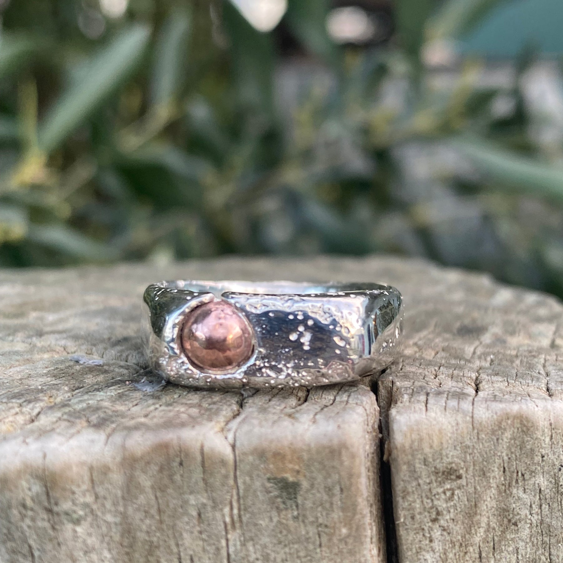 Copper Rockpool Signet Ring – Size S1/2Sterling Silver and Copper