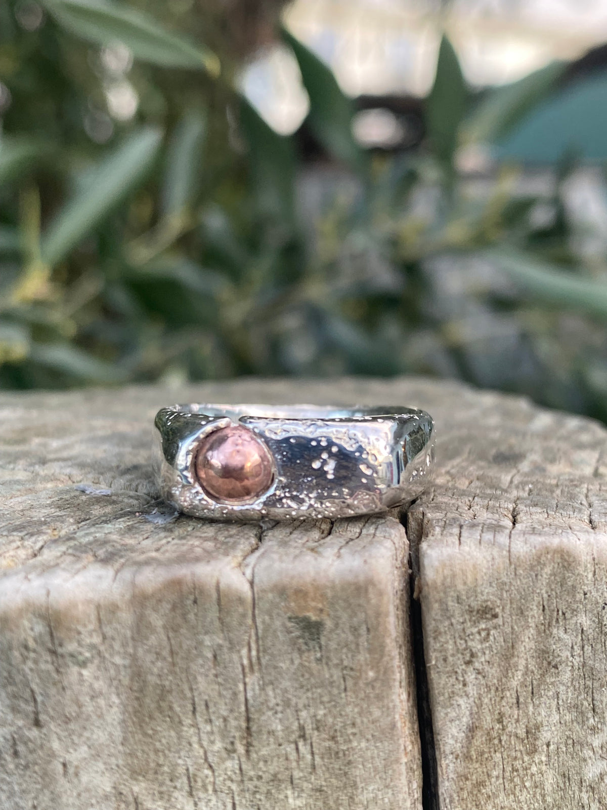 Copper Rockpool Signet Ring – Size S1/2Sterling Silver and Copper