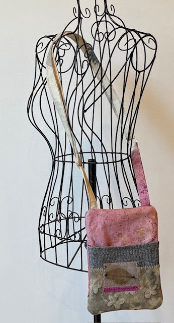 Crossbody Bag - Unique - Embroidered - Textile Art - Collage