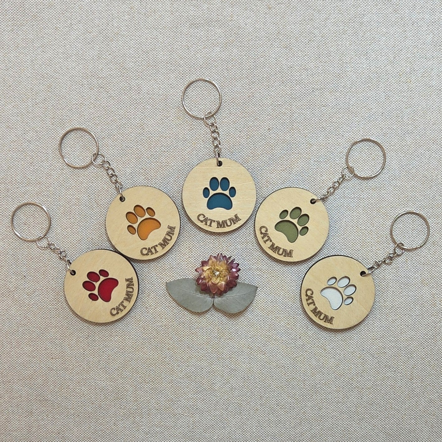 CAT MUM - Handcrafted Timber Keyrings