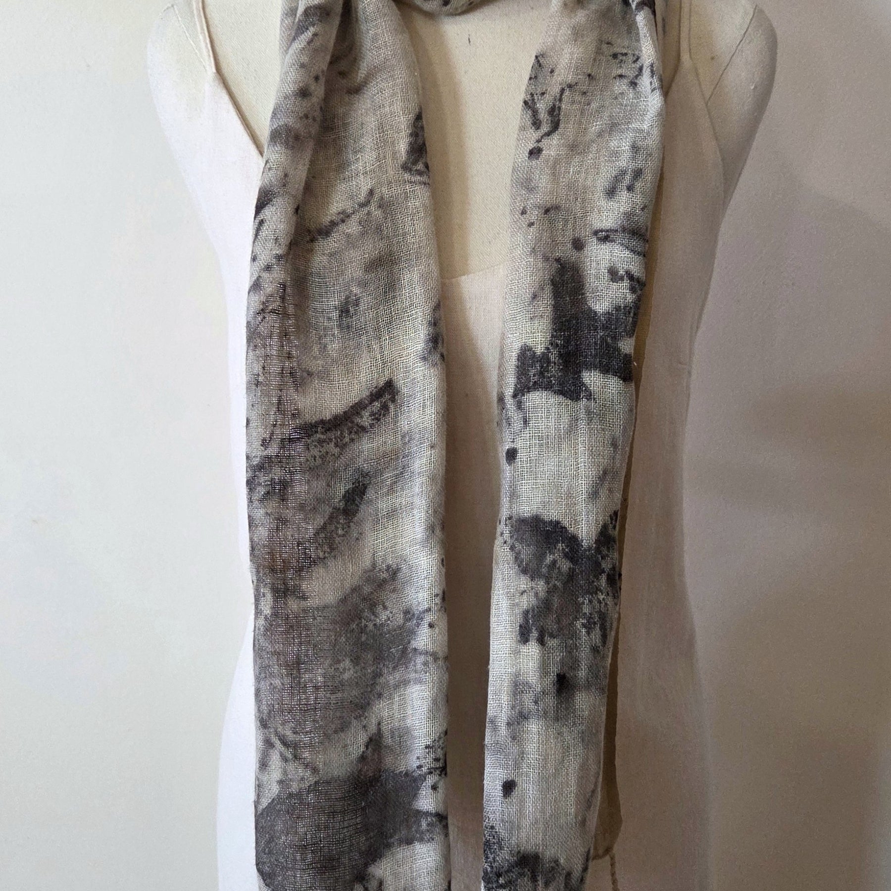The Astrid - Pure Handloomed Linen Ecoprint Scarf