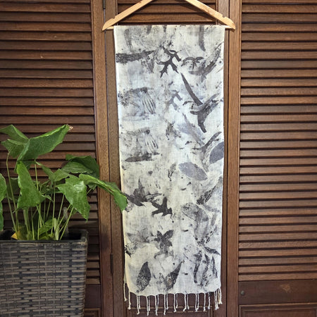 The Astrid - Pure Handloomed Linen Ecoprint Scarf