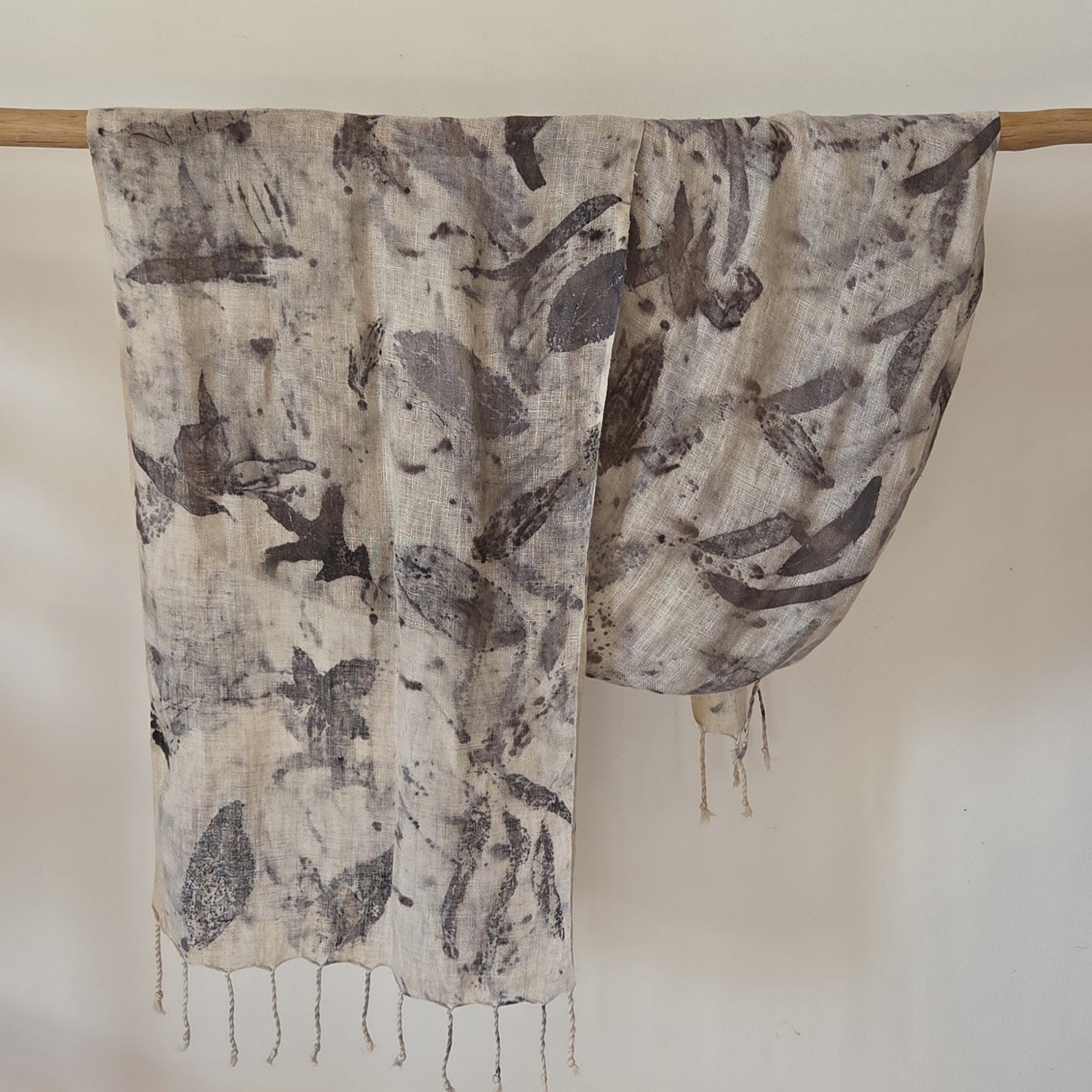 The Astrid - Pure Handloomed Linen Ecoprint Scarf