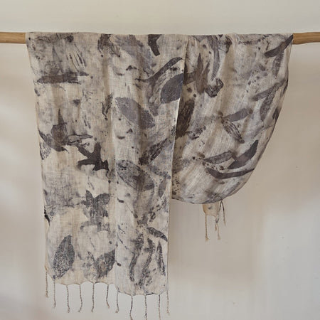 The Astrid - Pure Handloomed Linen Ecoprint Scarf