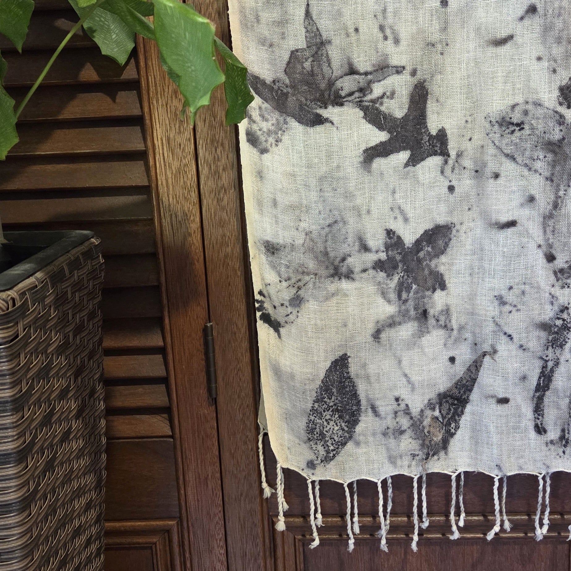 The Astrid - Pure Handloomed Linen Ecoprint Scarf