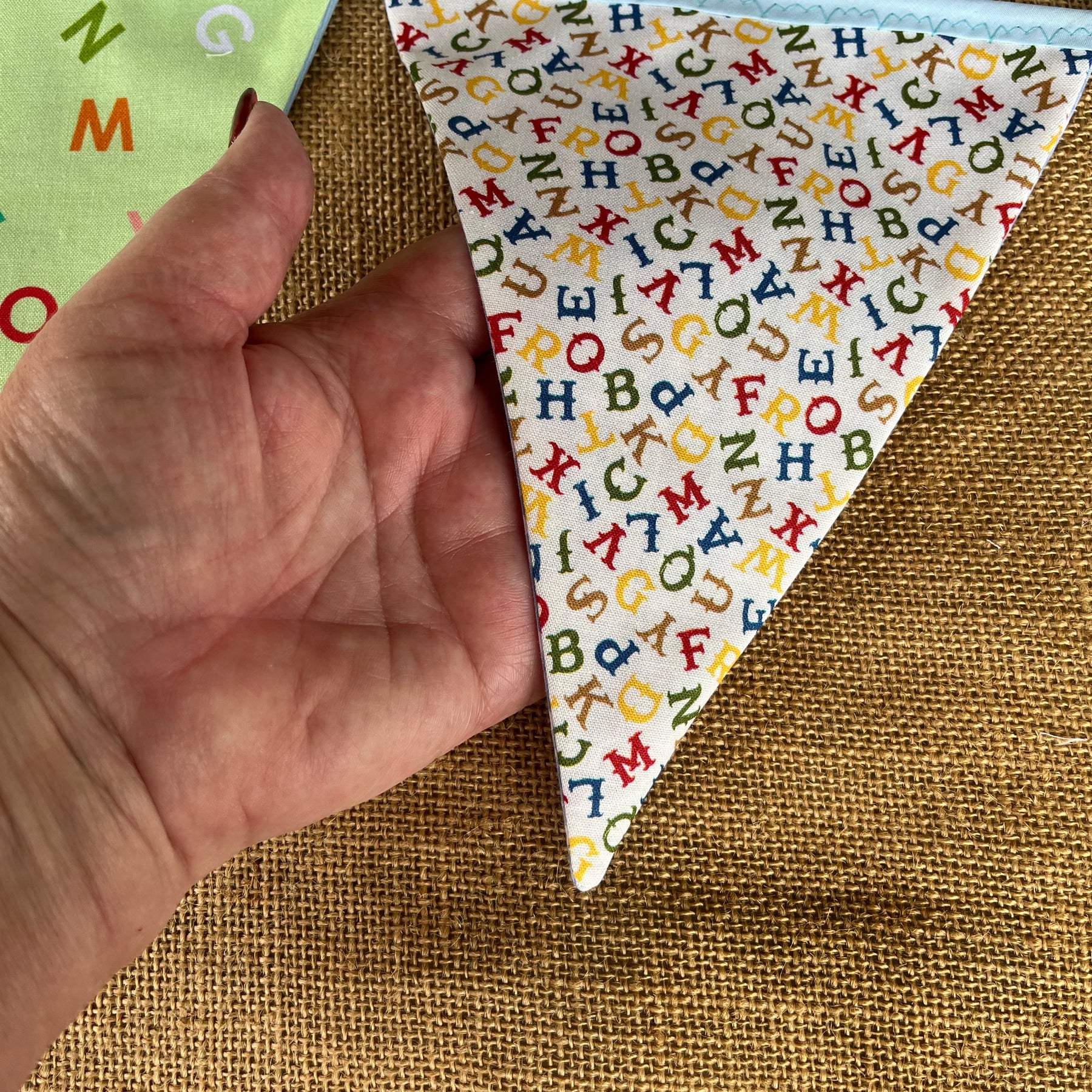Nursery/celebration Bunting | 3m long | reversible | butterflies | alphabet