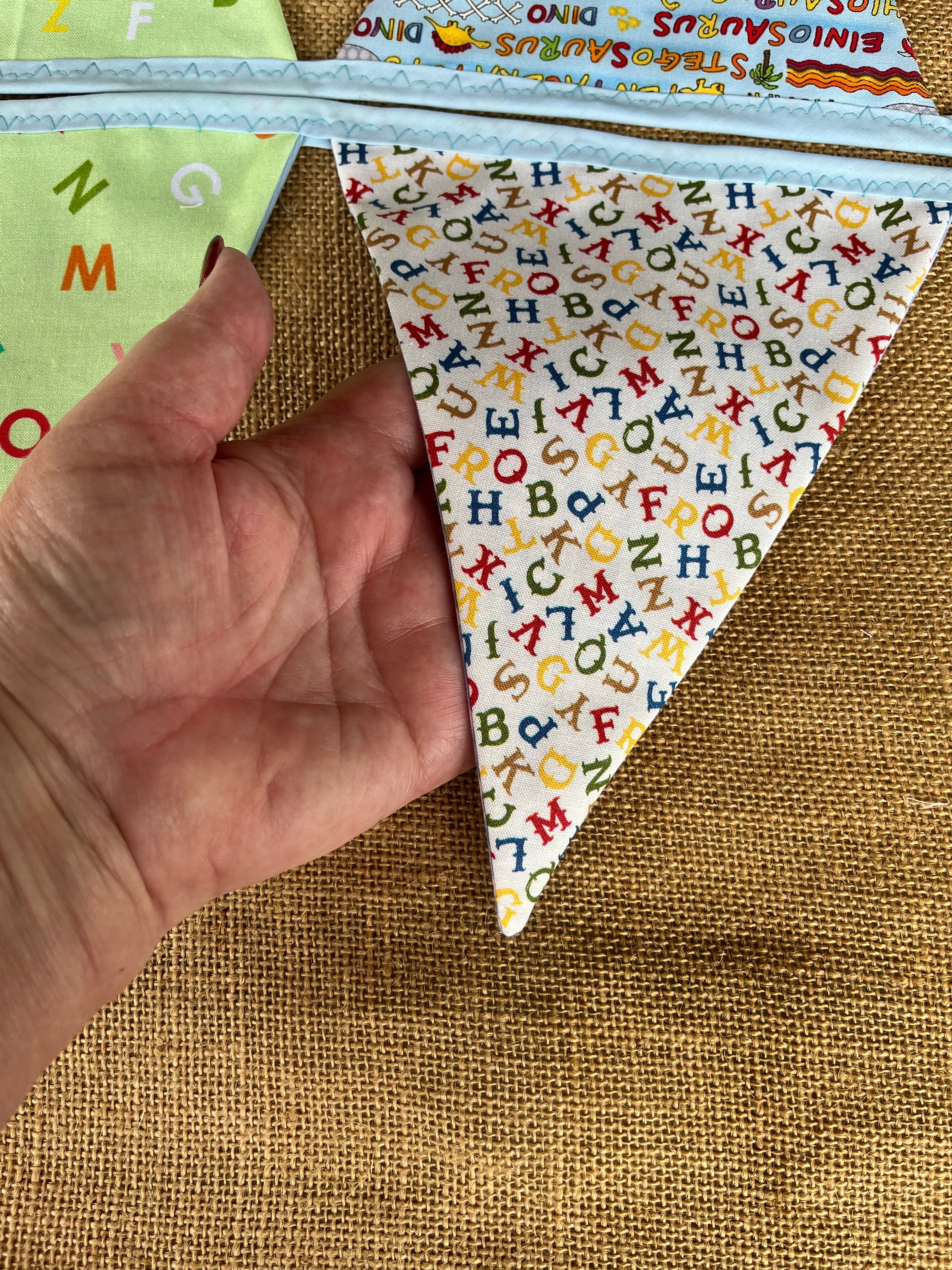 Nursery/celebration Bunting | 3m long | reversible | butterflies | alphabet