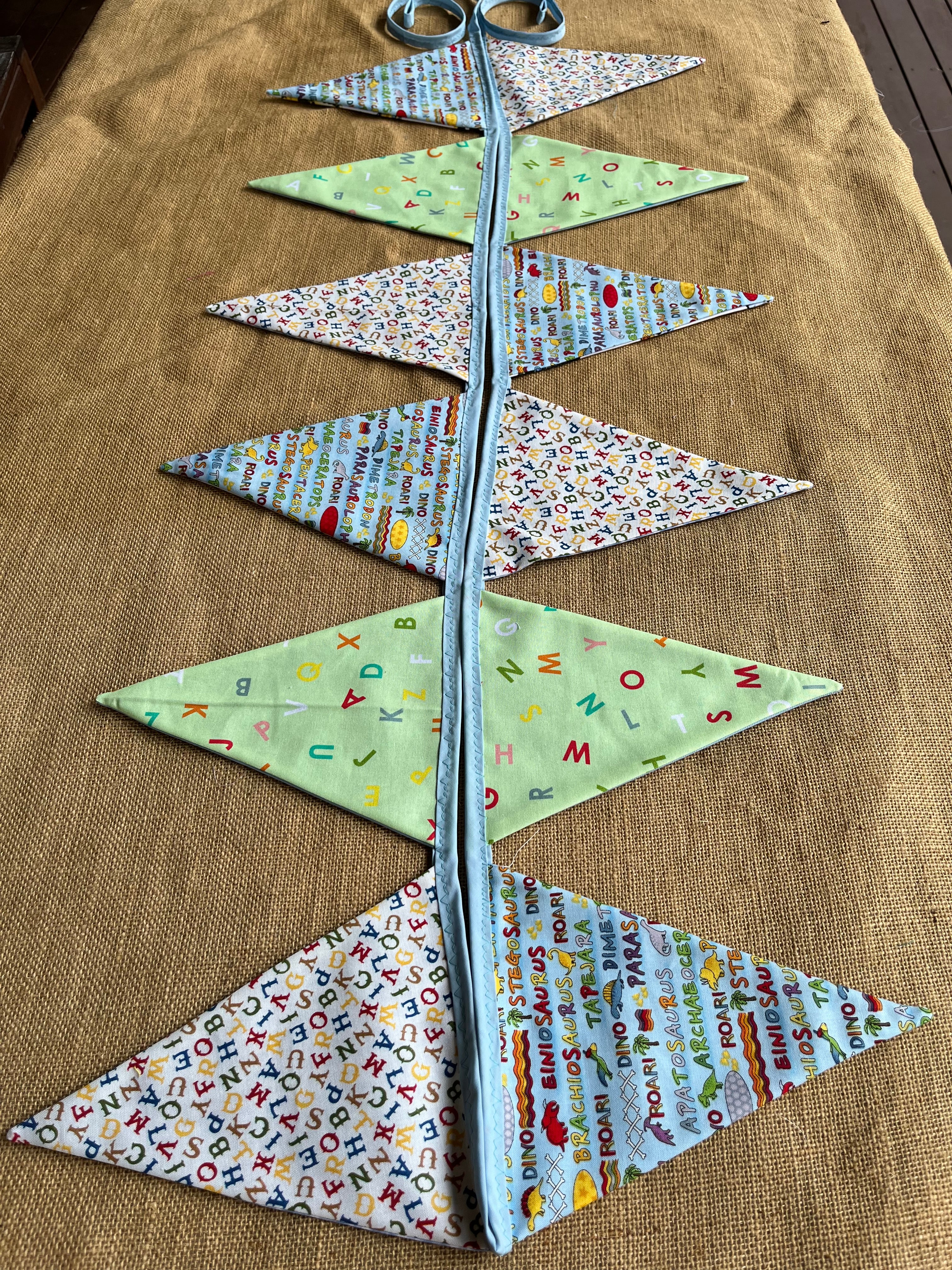 Nursery/celebration Bunting | 3m long | reversible | butterflies | alphabet