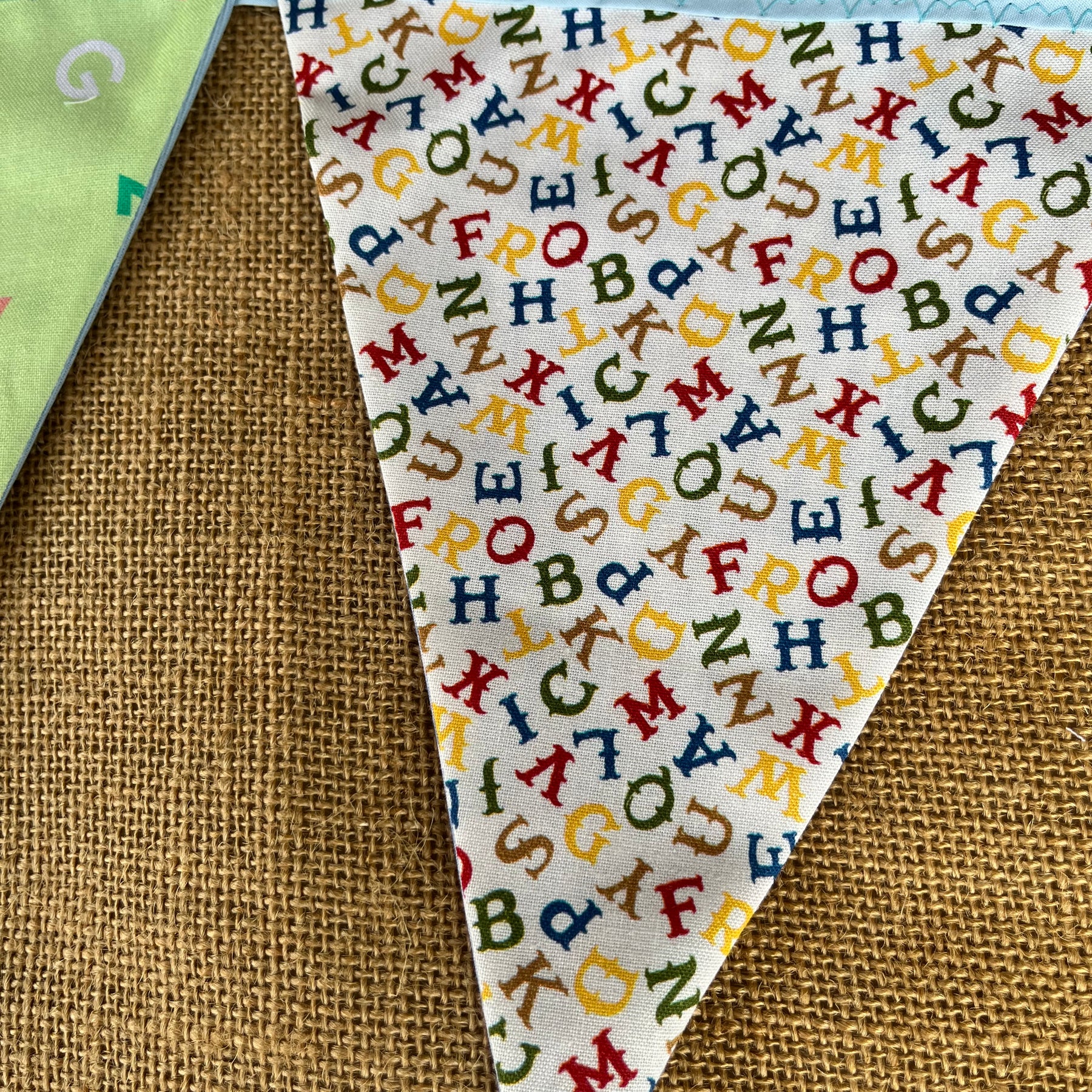 Nursery/celebration Bunting | 3m long | reversible | butterflies | alphabet