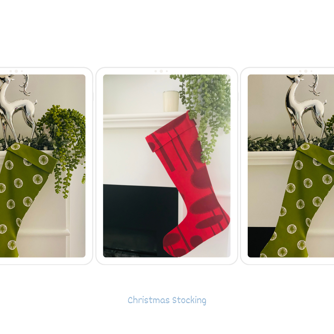 Handmade Linen Christmas Stocking – Screen Printed & Reusable