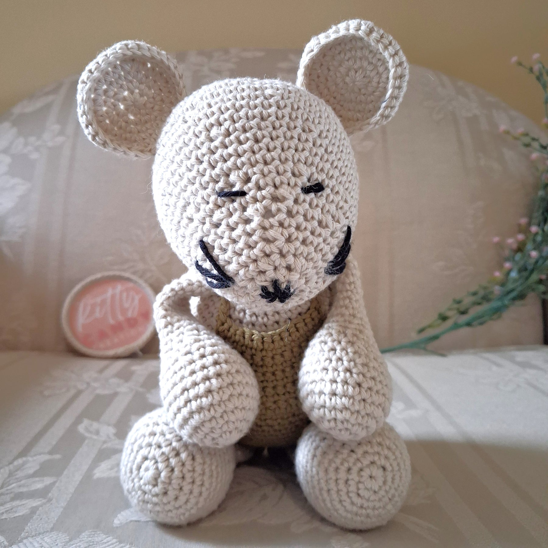 Handmade Crochet Toy Mouse - 100% Cotton