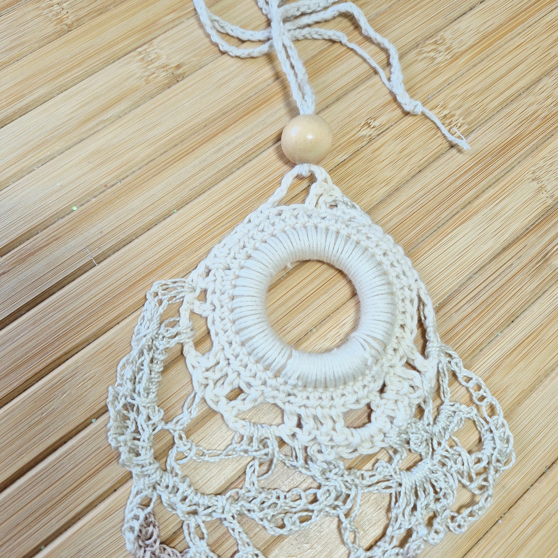 Elegance in Crochet: Cream & Beige Necklace