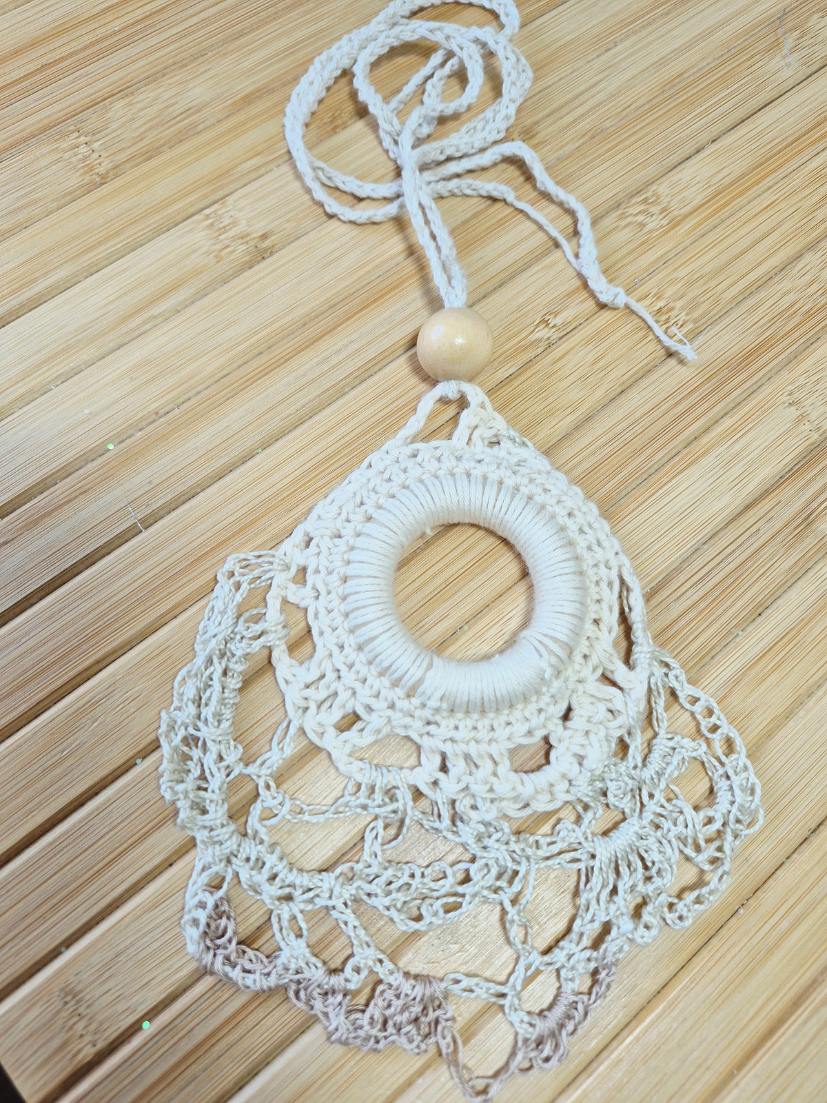 Elegance in Crochet: Cream & Beige Necklace