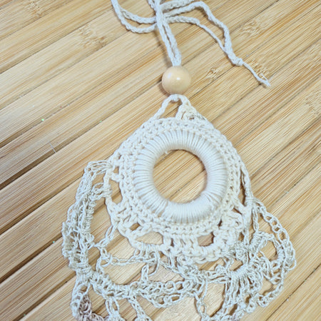 Elegance in Crochet: Cream & Beige Necklace