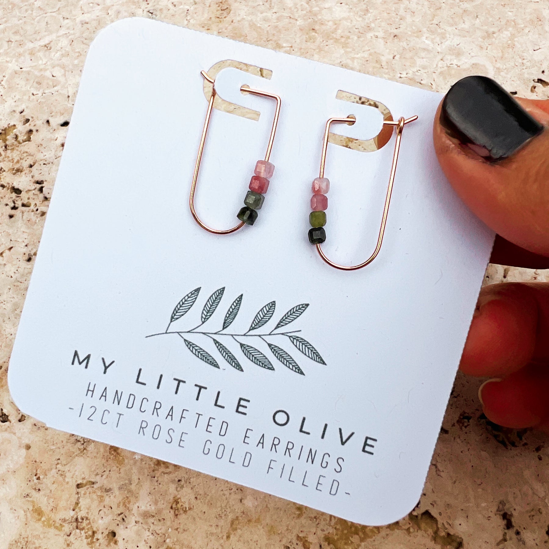 Oval Hooped Tourmaline Earrings Sterling Silver | Rose Gold