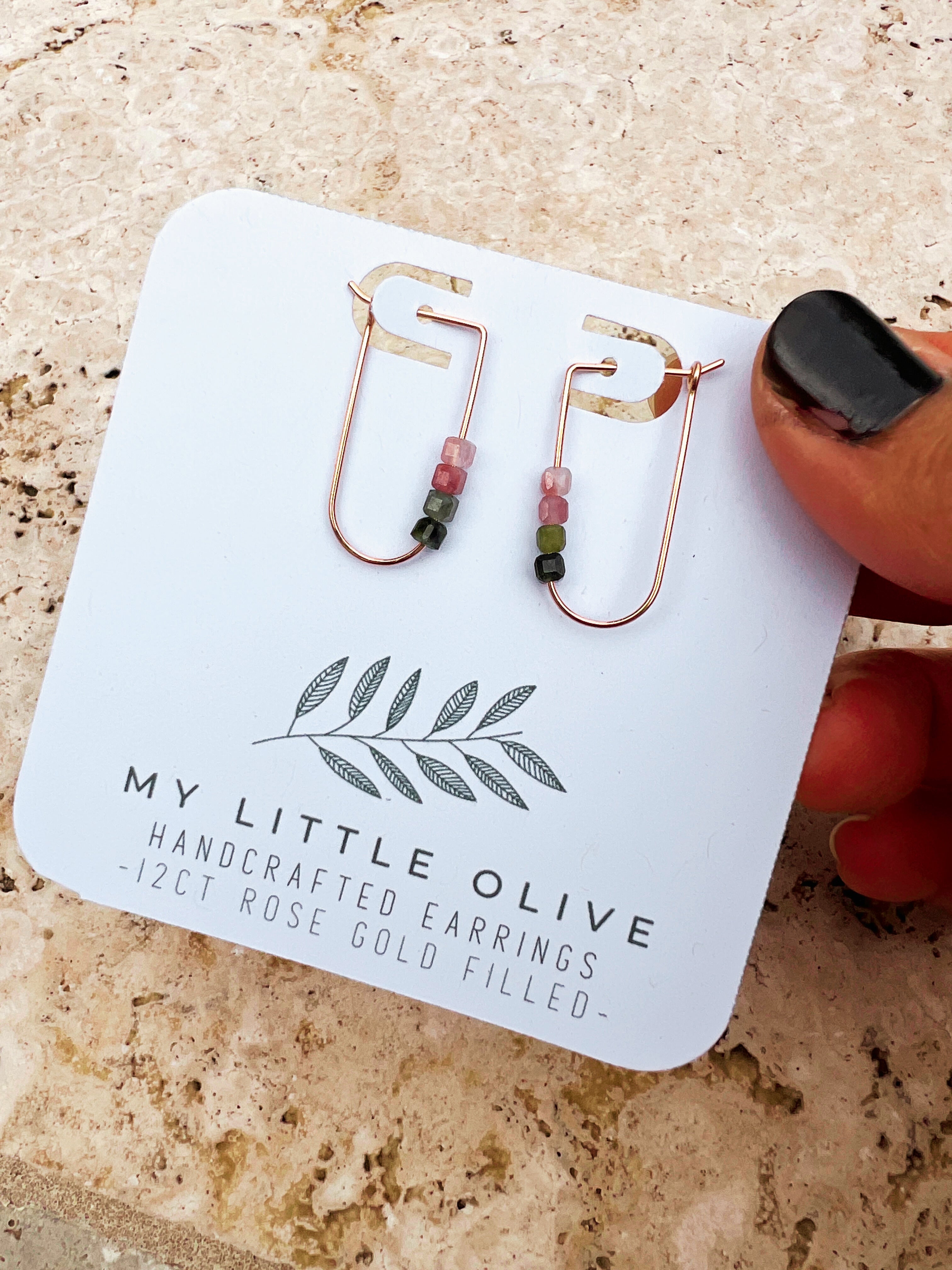 Oval Hooped Tourmaline Earrings Sterling Silver | Rose Gold
