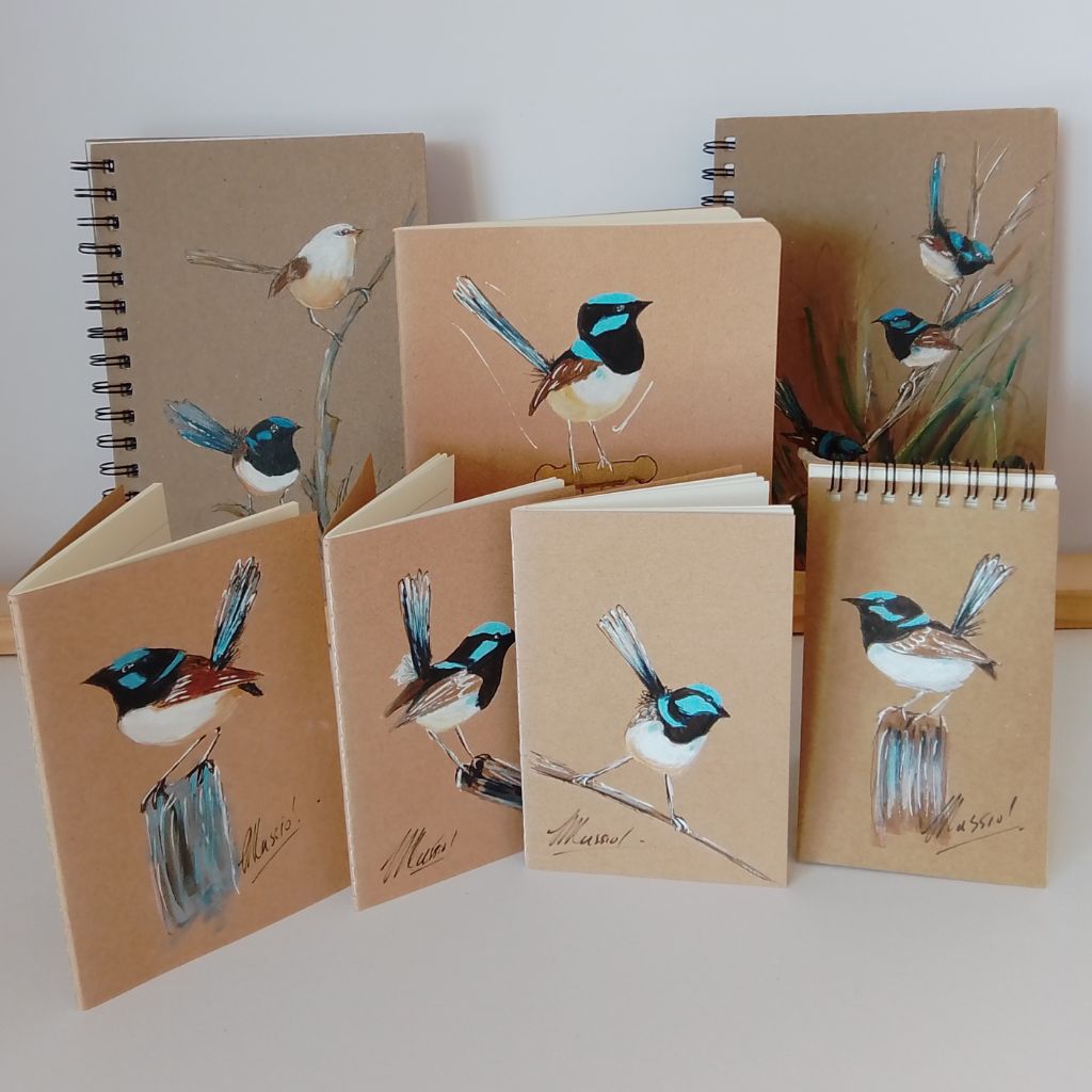 Handpainted Blue Wren Series Notebooks
