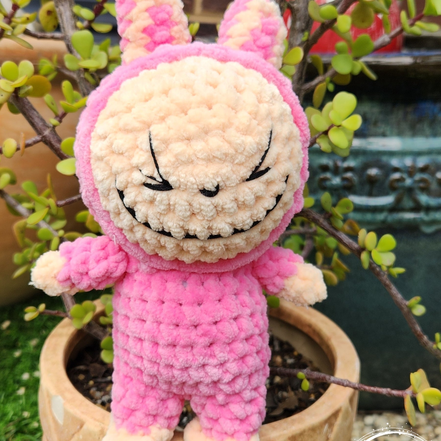 Hand crocheted Smiling Bunny Doll