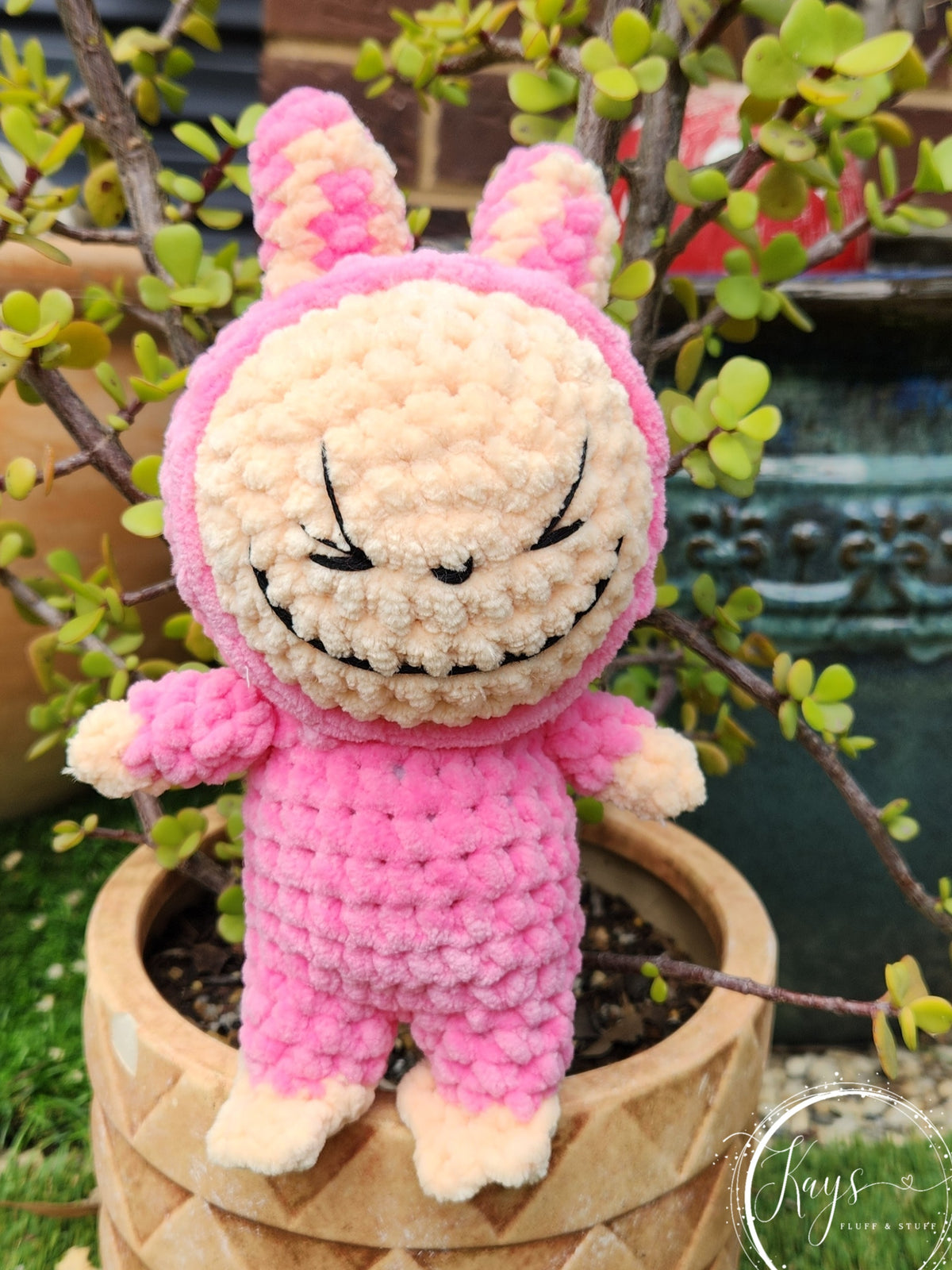 Hand crocheted Smiling Bunny Doll