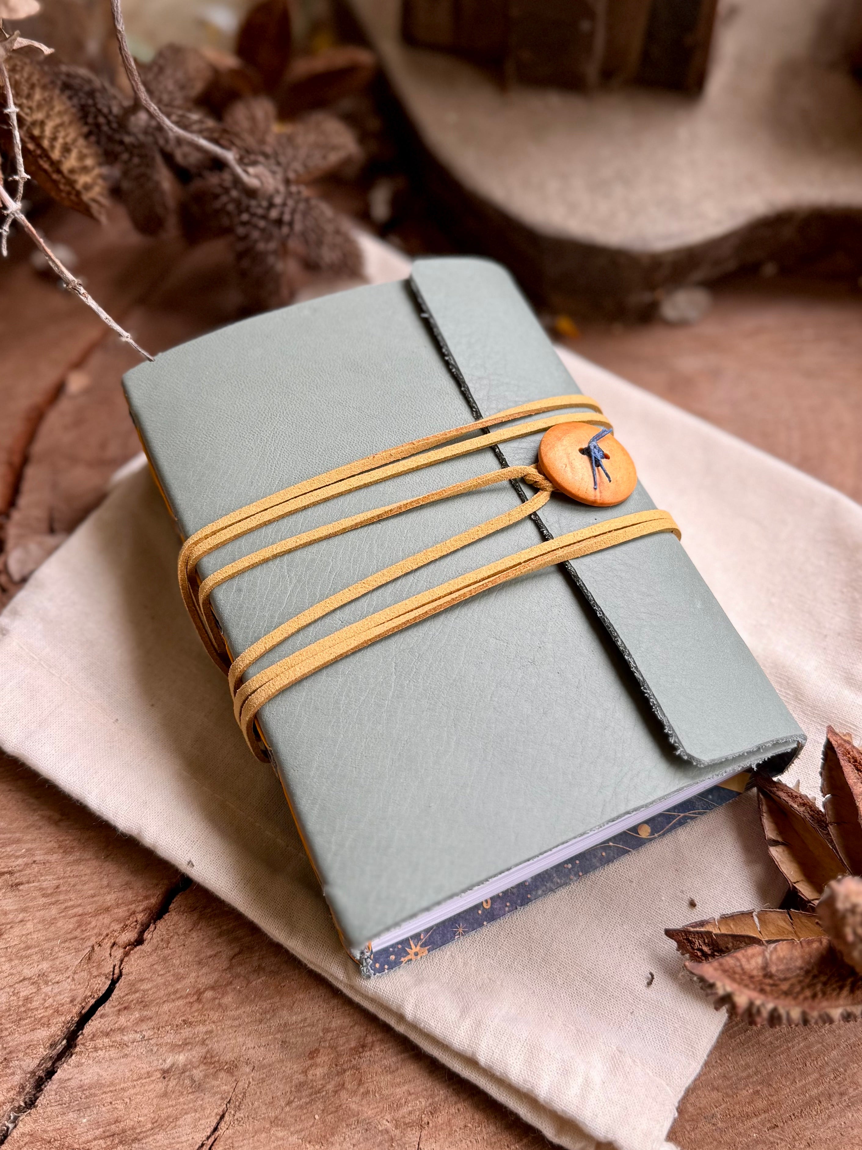 Grey/green Leather A6 Journal