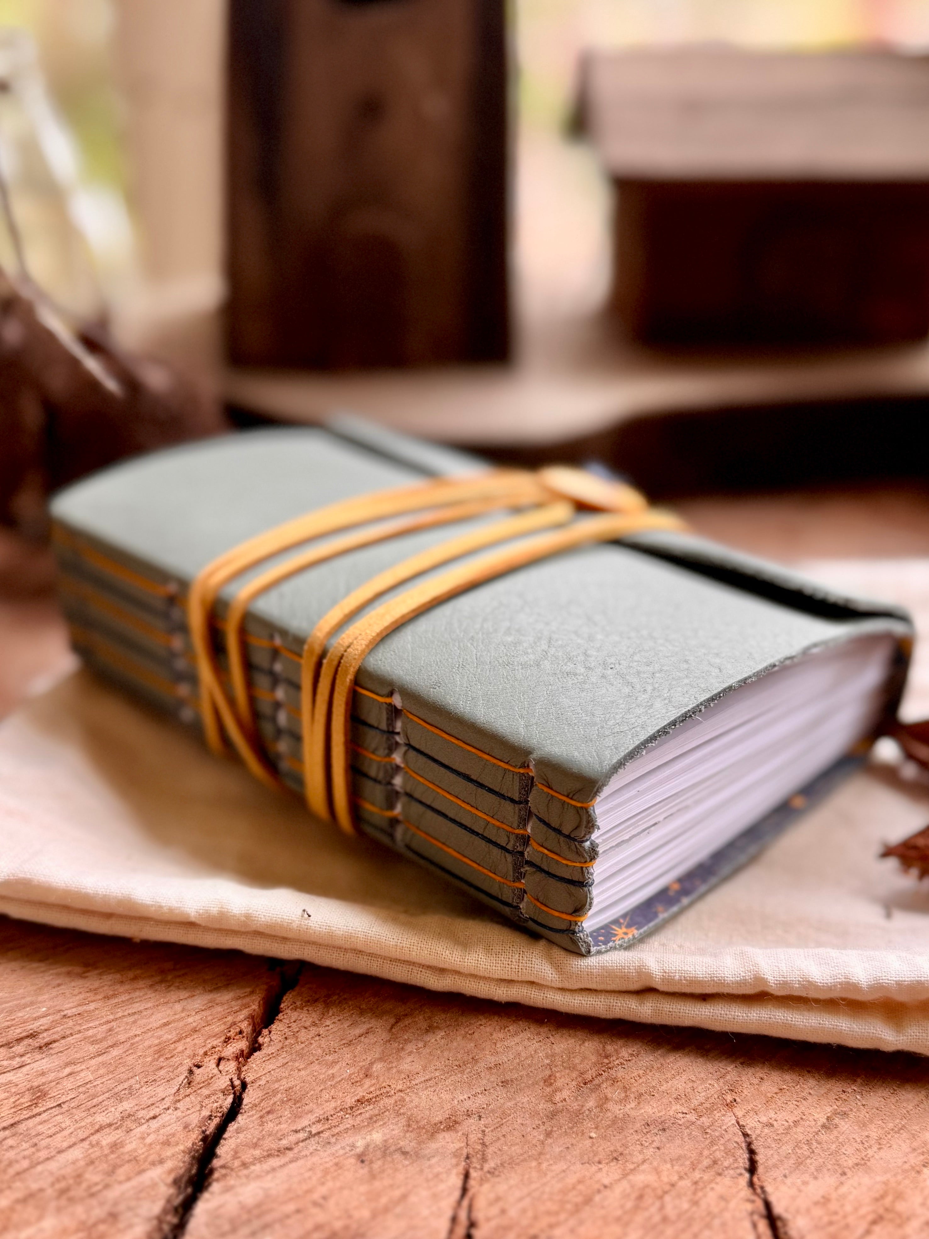 Grey/green Leather A6 Journal