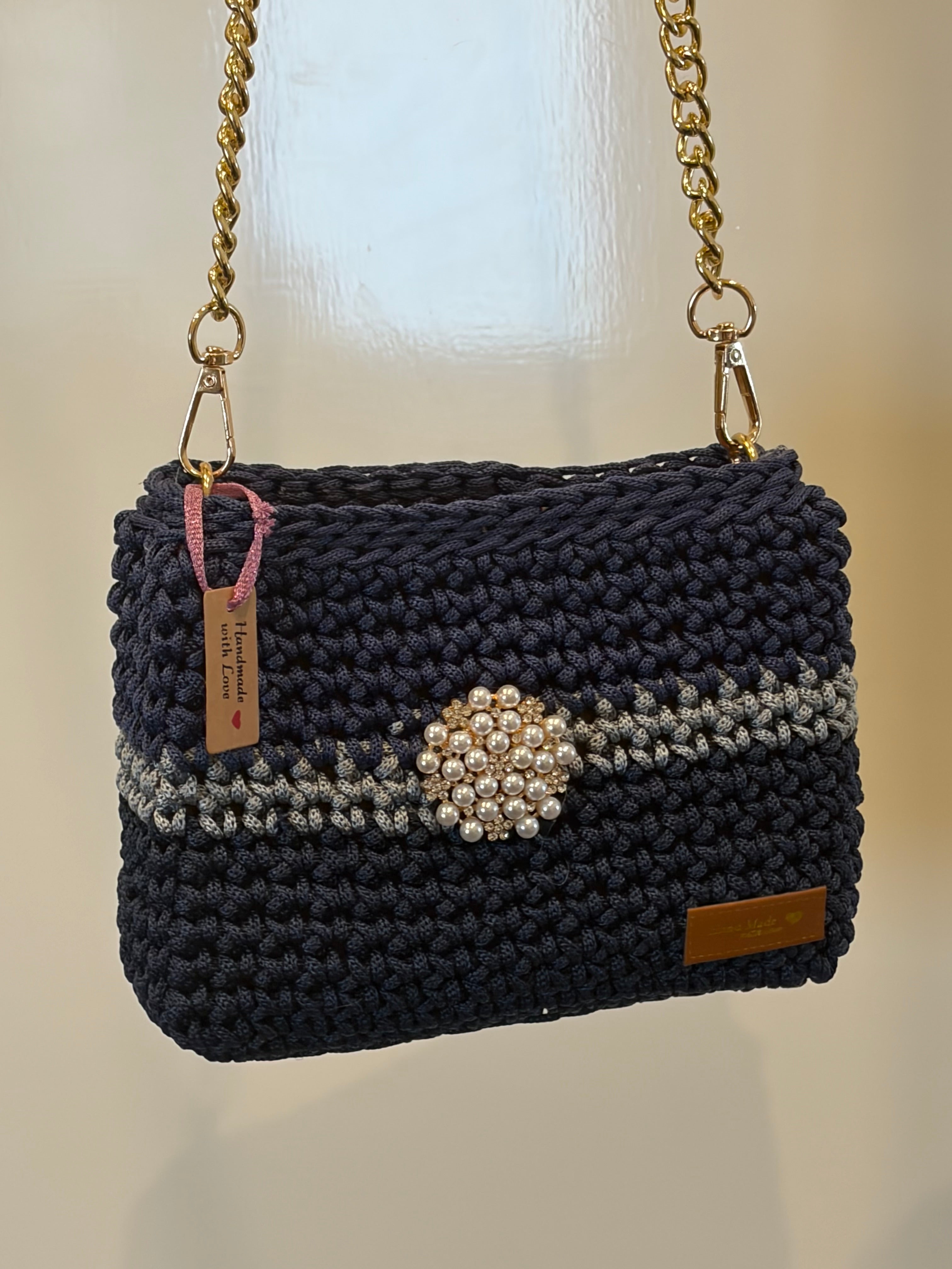 No 11 Mini Me Crocheted Shoulder Bag B;ue