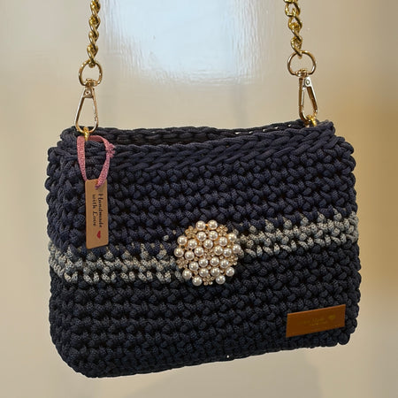 No 11 Mini Me Crocheted Shoulder Bag B;ue
