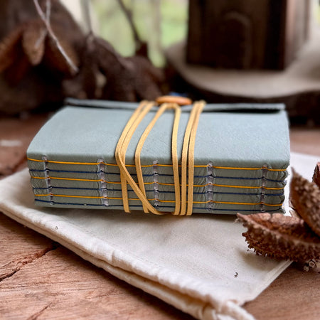 Grey/green Leather A6 Journal