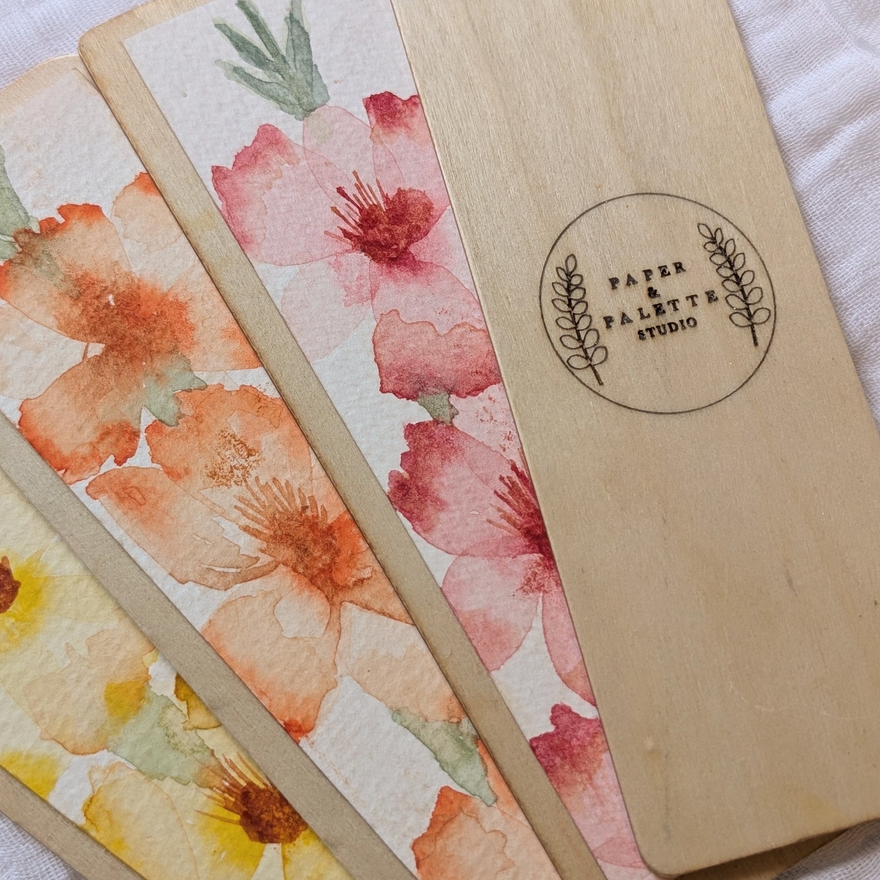 Hand-Painted Gladiolus Wooden Bookmark | Original Watercolour Art | Handmade Gift for Book Lovers