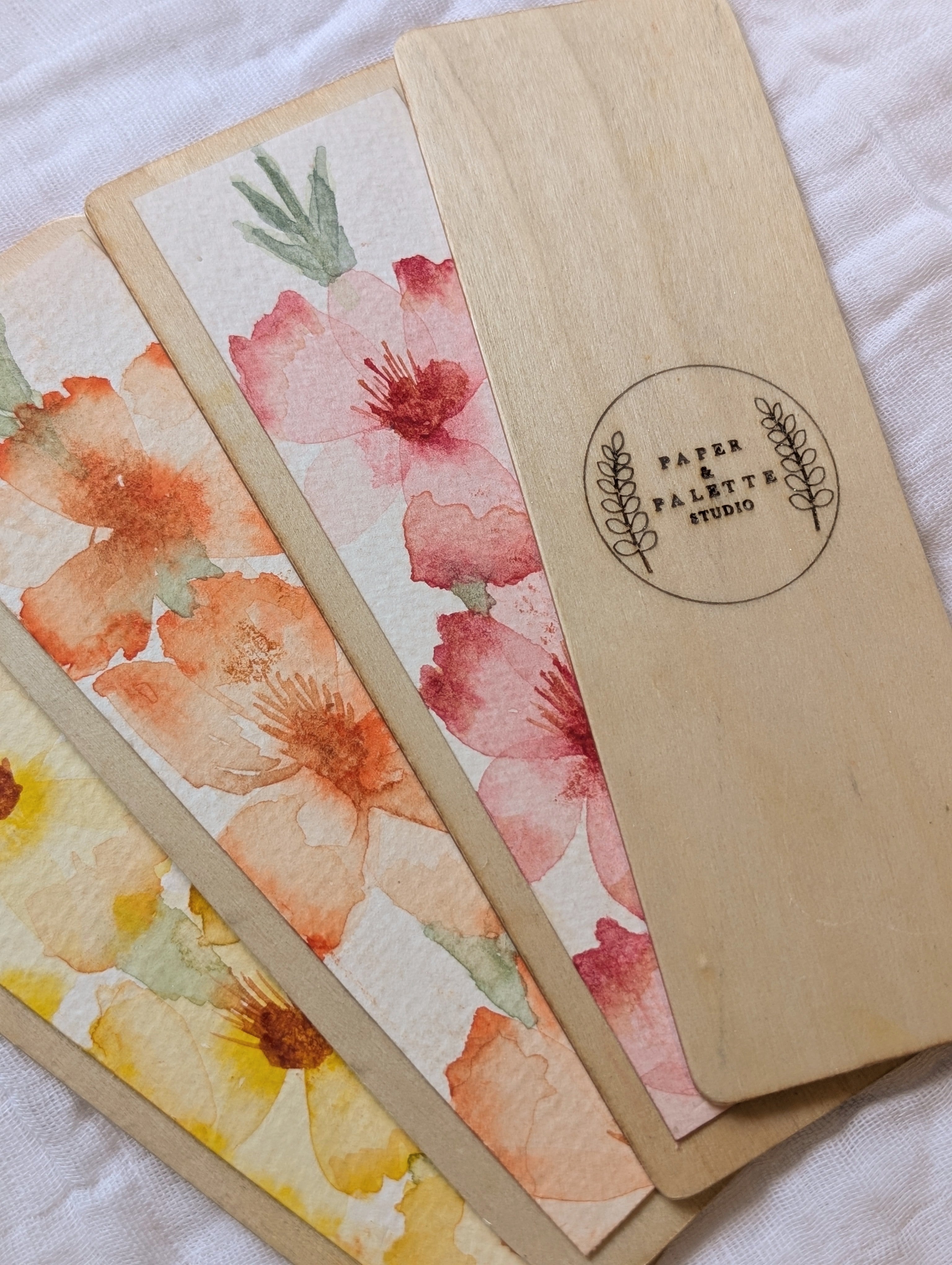 Hand-Painted Gladiolus Wooden Bookmark | Original Watercolour Art | Handmade Gift for Book Lovers
