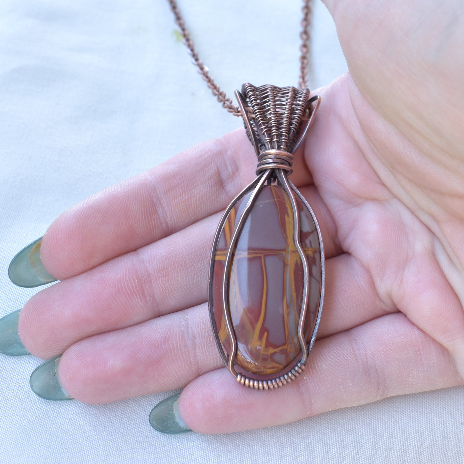 Heat Haze - Australian Noreena Jasper Copper Wrapped Pendant