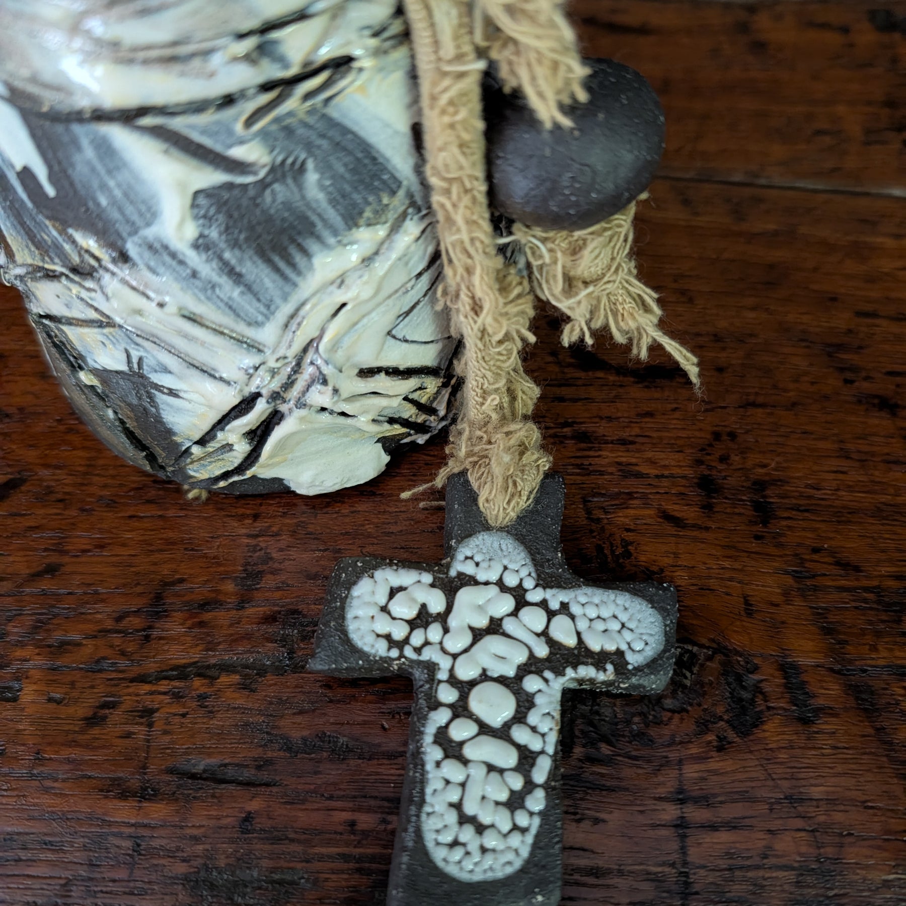 Large Handcrafted Ceramic Bell - Timeless | Rustic | Cross accents